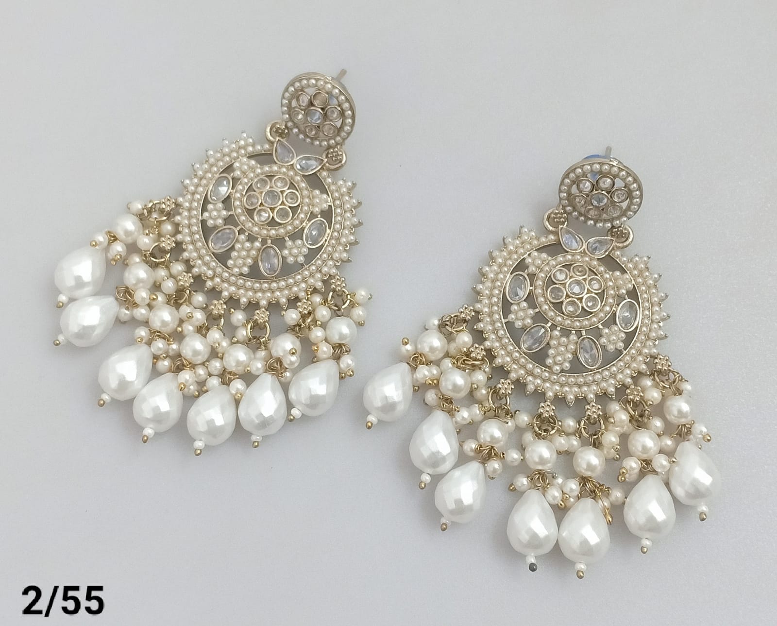 Statement Bridal Earrings – Kundan-Style Design with Layered Drops